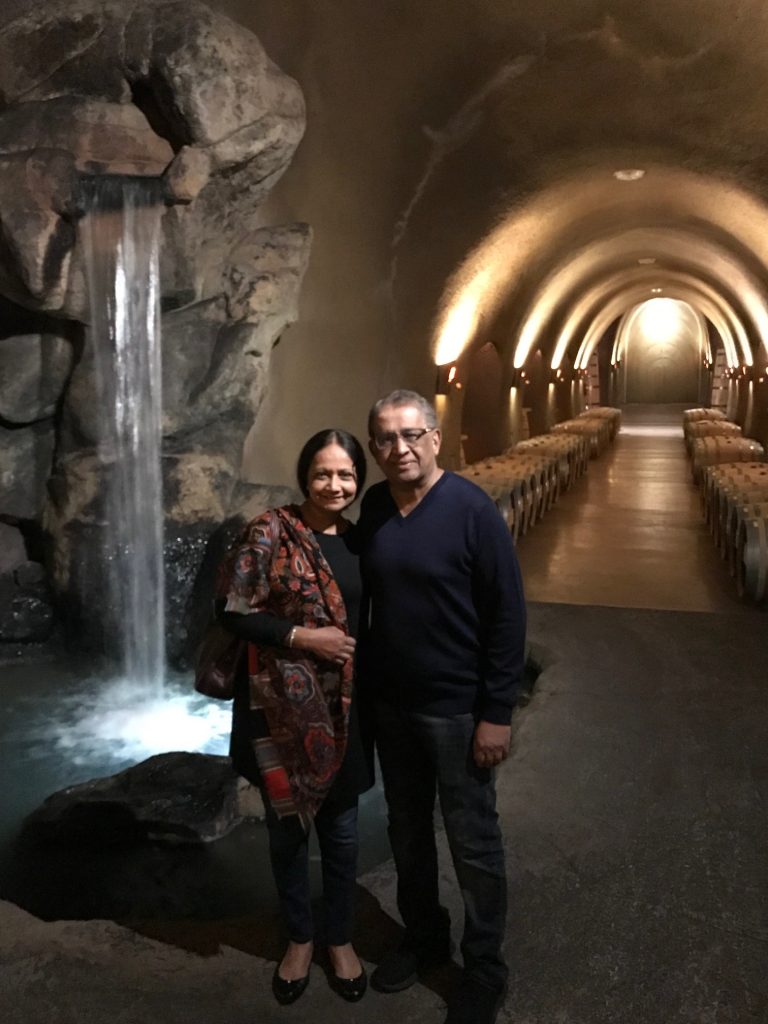 With the love of my life, my soulmate, my friend, and partner in wine and crime. 