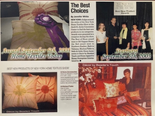 Home Textiles Today 2003 Best New Product Star Burst Leather Decorative Pillow.